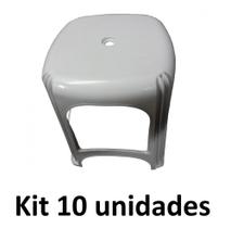 Kit 10 Banqueta Plástica Reforçada Cap. 120 Kg Branca Kit 10 Banqueta Plástica Reforçada Cap. 120 Kg Branca
