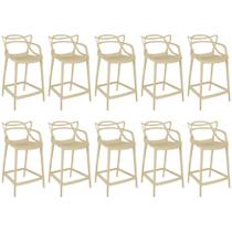 Kit 10 Banquetas Média Allegra 66cm Design Cozinha/Bancada - Nude Kit 10 Banquetas Média Allegra 66cm Design Cozinha/Bancada - Nude