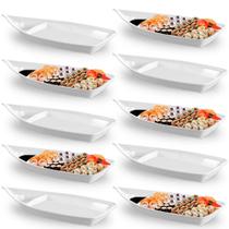 Kit 10 Barcas Grande 58 Cm para Comida Japonesa em Melamina Branca Bestfer