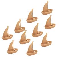 Kit 10 barquinho barco madeira a vela G artesanal decoração