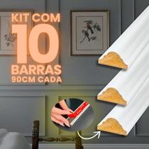 Kit 10 Barra Rodameio Boiserie Moldura Mdf Autocolante Branco