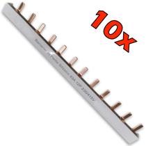 Kit 10 Barramento Pente Bifásico Isolado para Disjuntor com 12 Pinos de 63a Kit 10 Barramento Pente Bifásico Isolado para Disjuntor com 12 Pinos de 63a