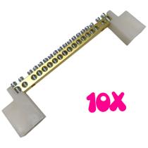 Kit 10 Barramento Universal Neutro ou Terra com 18 Furos para Painel Quadro Elétrico Kit 10 Barramento Universal Neutro ou Terra com 18 Furos para Painel Quadro Elétrico