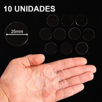 Kit 10 Bases Discos Circulares Acrílico 25mm Transparente - Jogos Artesanato Diy - Forja Fantasy