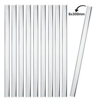 Kit 10 Bastões Agitador 6x300mm Vidro Maciço Ponta Lapidada