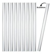 Kit 10 Bastões Agitador 8x300mm Vidro Maciço Ponta Lapidada Kit 10 Bastões Agitador 8x300mm Vidro Maciço Ponta Lapidada