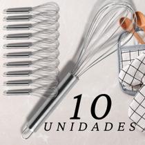 KIT 10 Batedor De Ovos Fue Inox Para Chantilly Molhos Massas Leves Cabo Ergonômico KIT 10 Batedor De Ovos Fue Inox Para Chantilly Molhos Massas Leves Cabo Ergonômico