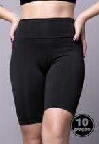 Kit 10 Bermudas Fitness Suplex Short Cos Alto Cintura Alta