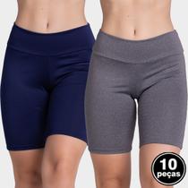 Kit 10 Bermudinhas Fitness Feminina Suplex Lisa Curta