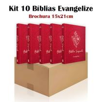 Kit 10 Bíblia Sagrada Brochura Bordô - Evangelização - Textos Coloridos Letra Média