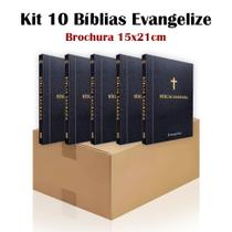 Kit 10 Bíblia Sagrada Brochura Preta - Evangelização - Textos Coloridos Letra Média