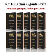 Kit 10 Biblia Sagrada Letra Gigante - Luxo -Preta - C/ Harpa Crista