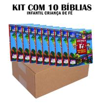 Kit 10 Bíblias Criança de Fé Infantil Brochura - Nova Edição 14x21 cm Kit 10 Bíblias Criança de Fé Infantil Brochura - Nova Edição 14x21 cm