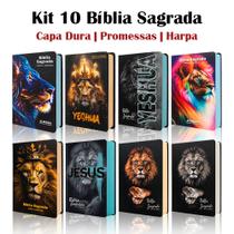 Kit 10 Biblias Sagrada Letra Gigante Luxo Popular Capa Dura Leão - Com Harpa - RC - REI DAS BIBLIAS Kit 10 Biblias Sagrada Letra Gigante Luxo Popular Capa Dura Leão - Com Harpa - RC - REI DAS BIBLIAS