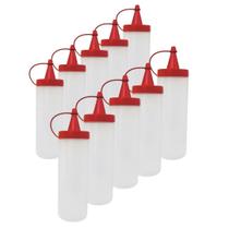 Kit 10 Bisnaga Plástica Vermelha Molho Tempero Ketchup 250ml