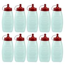 Kit 10 Bisnaga Pote Plástico Para Ketchup 220ml Com Tampa