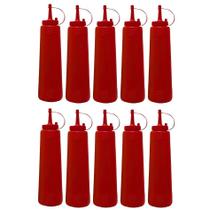 Kit 10 Bisnaga Pote Plástico Para Ketchup 400ml Com Tampa