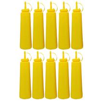 Kit 10 Bisnaga Pote Plástico Para Mostarda 400ml Com Tampa