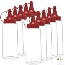 Kit 10 Bisnagas Flexível Transparente 250ML Molho Ketchup Maionese Mostarda Lanchonete Reutilizável