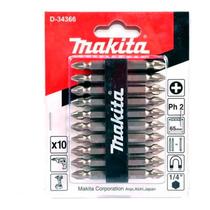 Kit 10 Bits Phillips 65Mm Ph2 Duplo Makita D-34366