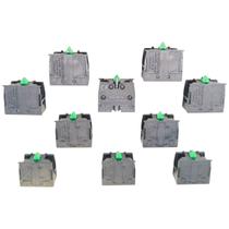 Kit 10 Bloco de Contato NO NA Aberto Botões Chaves Seletoras Verde BE101