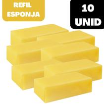 Kit 10 Bloco de Espuma Amarelo Multiuso Esponja Pedreiro Lavar Carro
