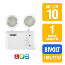 Kit 10 Blocos Autônomo LED Taschibra Farol de Emergência 250 Lúmens