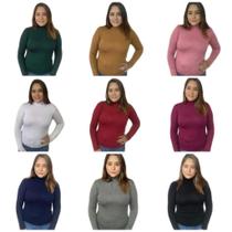Kit 10 Blusas Femininas Gola Alta Manga Longa Segunda Pele, inverno