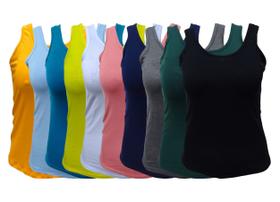 Kit 10 Blusinhas Feminina Camiseta Blusa Regata Cores Diversas