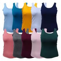 Kit 10 Blusinhas Feminina Camiseta Blusa Regata Cores Diversas