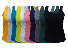 Kit 10 Blusinhas Feminina Camiseta Blusa Regata Cores Lindas Diversas Verão