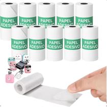 Kit 10 Bobina Etiqueta Térmica Adesiva 57x30mm Branco Rolo Mini Impressora Portátil a Prova De Água