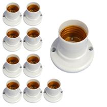 Kit 10 Bocal Fixo de Teto Soquete Plástico Branco E27