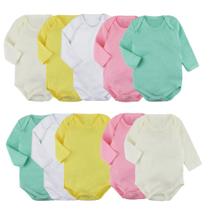 Kit 10 Body Bebê Manga Longa Liso Suedine Roupa Bebê Atacado