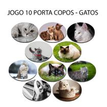 Kit 10 Bolacha para Chopp Coleção Linda com Gatos e Gatas Redondo
