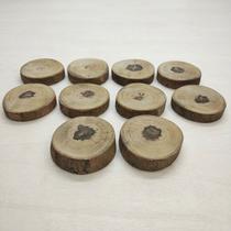 Kit 10 Bolachas Madeira Rústica Lixadas com Casca 9 a 9,5cm