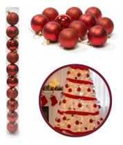 Kit 10 Bolas Bolinhas Árvore Natal Decoração Enfeite 6cm Ver Vermelho Sortidos