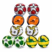 Kit 10 Bolas de Futebol Recreativas Tamanho 5 PVC Costuradas Cores Sortidas