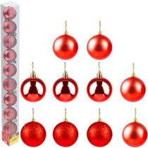 Kit 10 Bolas De Natal Enfeite 5cm Vermelha Decoração Árvore Kit 10 Bolas De Natal Enfeite 5cm Vermelha Decoração Árvore