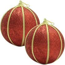 Kit 10 Bolas Vermelho Glitter Árvore De Natal Artesanal 10cm