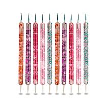 Kit 10 Boleadores de Duas Pontas Pontilhismo Decoração em Folhas de Ouro Nail Art Desenhos Design, Arte Sedução