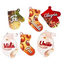 Kit 10 bolinhas de natal formas diferentes com palavras Kit 10 bolinhas de natal formas diferentes com palavras
