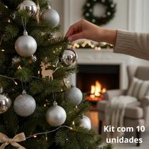 Kit 10 Bolinhas Decoração Árvore de Natal N 5 Prata Bolas