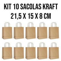 Kit 10 bolsa sacola p papel kraft embalagem 21,5x15 cromus