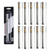 Kit 10 Bomba Tereré Chacal Inox Achatada