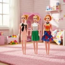 Kit 10 Bonecas Lizzie Tipo Barbie com Roupas Boneca Infantil para Meninas Mini Bonecas Fashion Brinquedo Colecionável Festa Lembrancinha Presente