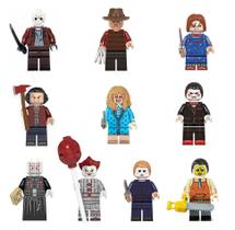 Kit 10 bonecos filme terror jason freddy blocos de montar