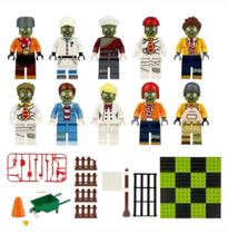 kit 10 bonecos plantas vs zumbi blocos de montar brinquedos