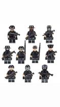 kit 10 bonecos policiais arminhas militares blocos de montar