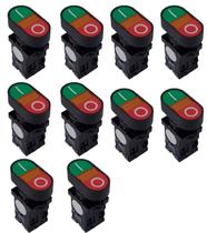 Kit 10 botao duplo xb2 ebw 8365 iluminação 220v sibratec